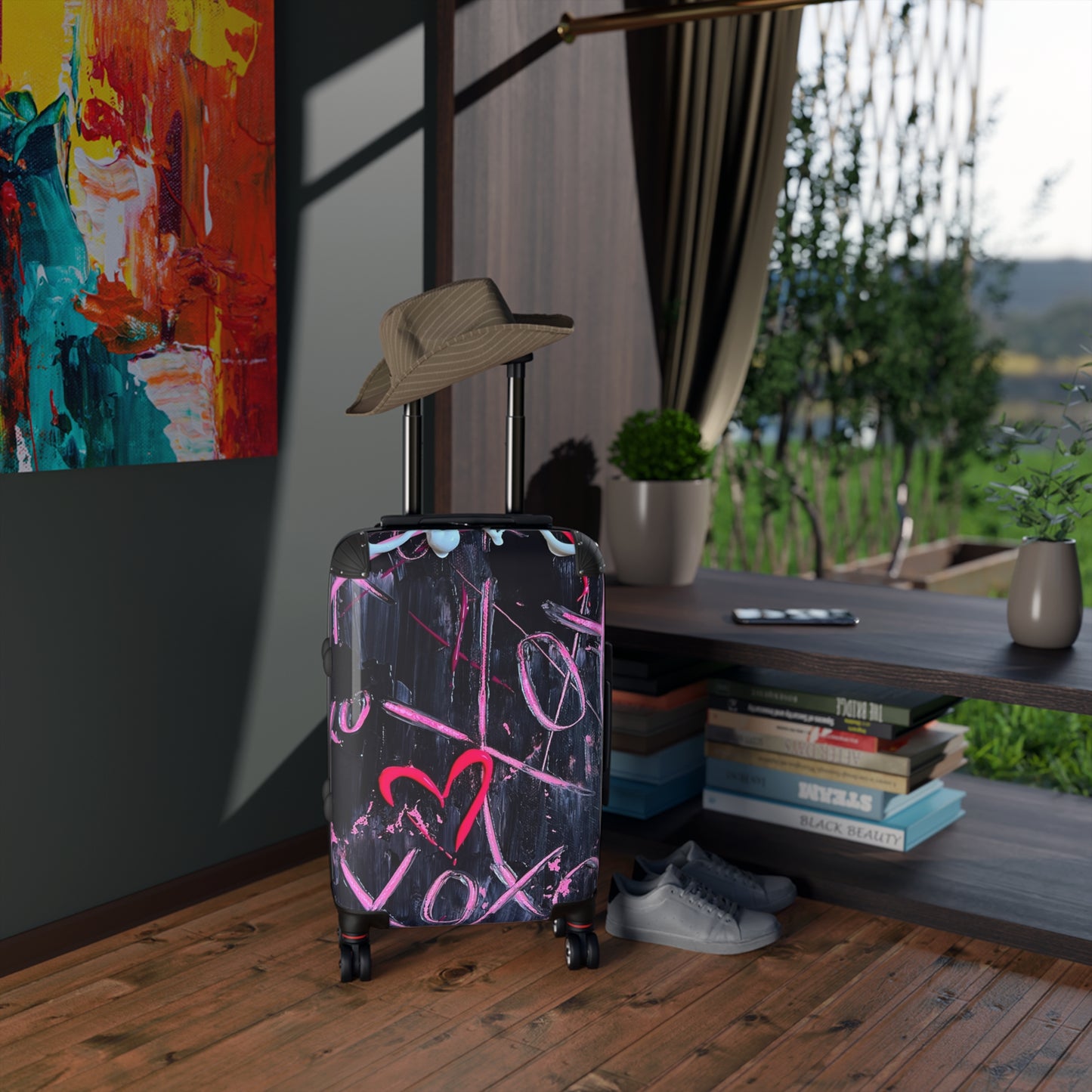 Abstract Love Suitcase - Stylish Luggage for Travelers