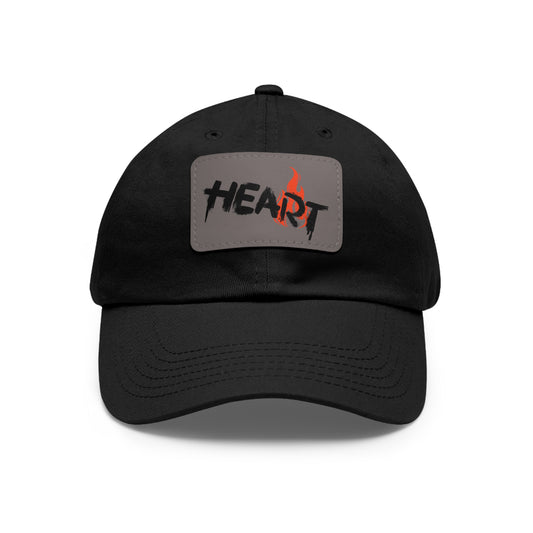 Adjustable Dad Hat with Leather HEART Patch | Casual Everyday Cap