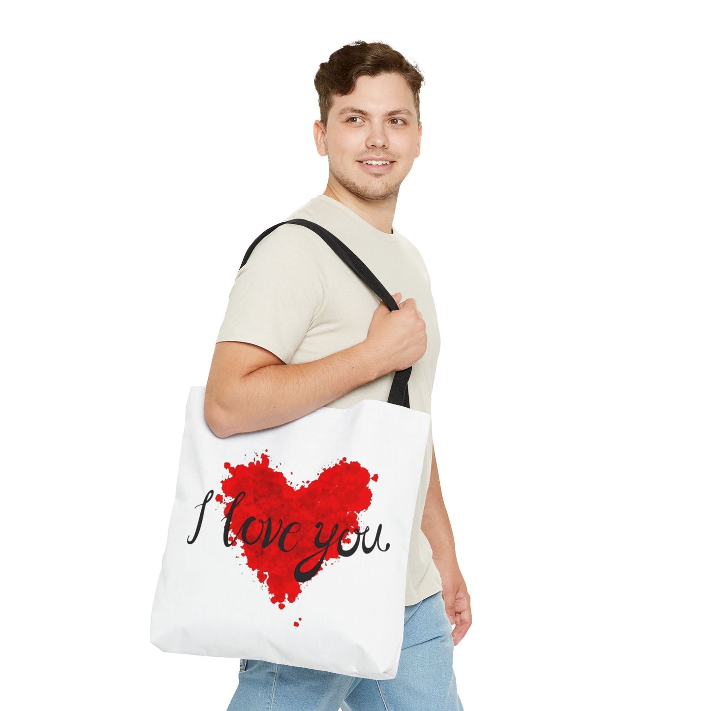 Romantic Heart Tote Bag - 'I Love You' Design