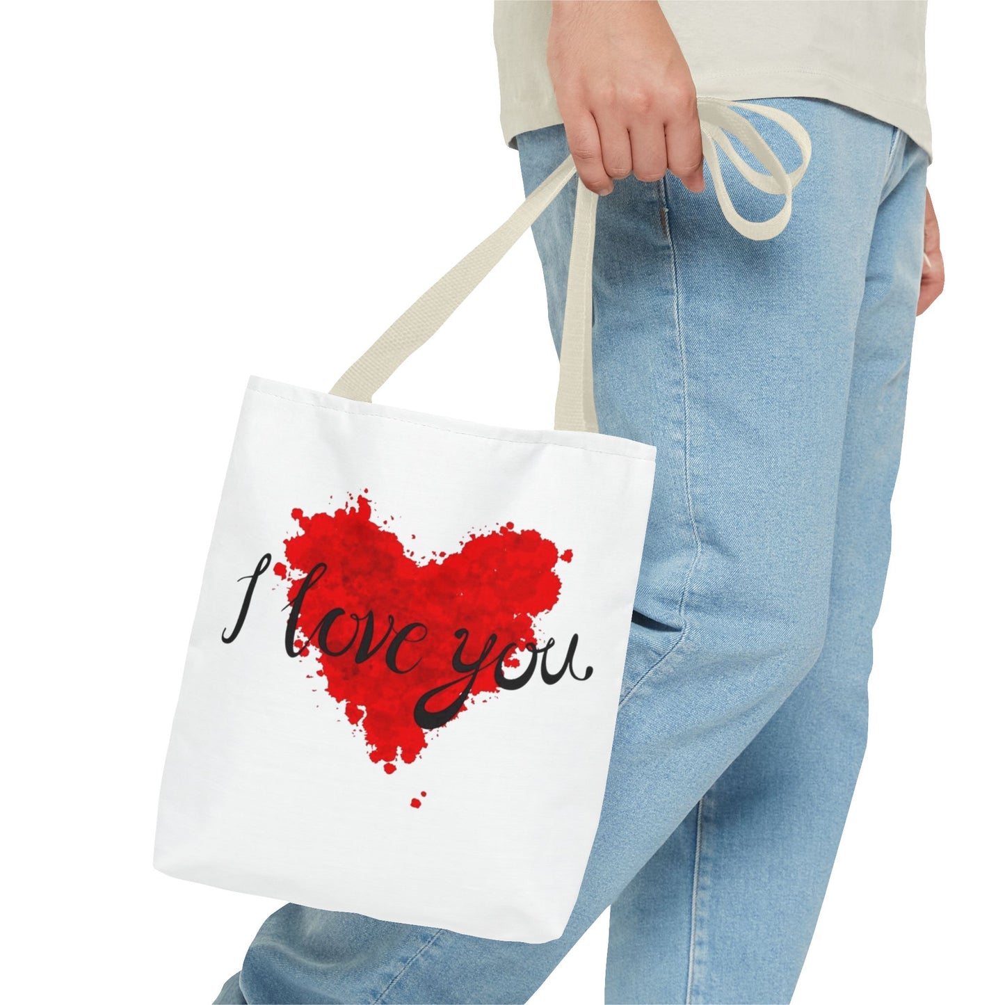 Romantic Heart Tote Bag - 'I Love You' Design