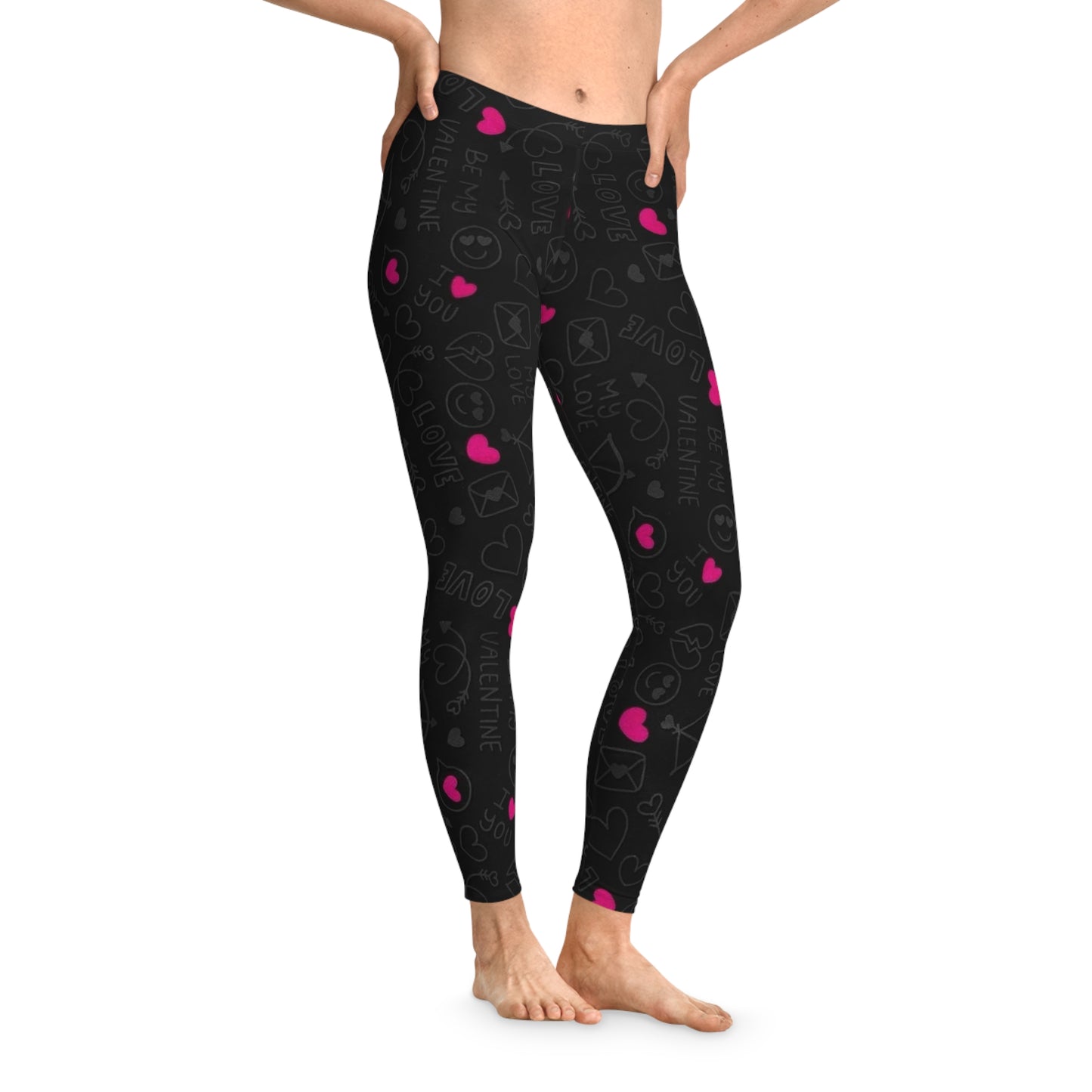 Valentine's Day Stretchy Leggings - Cute Love Print for Comfort & Style