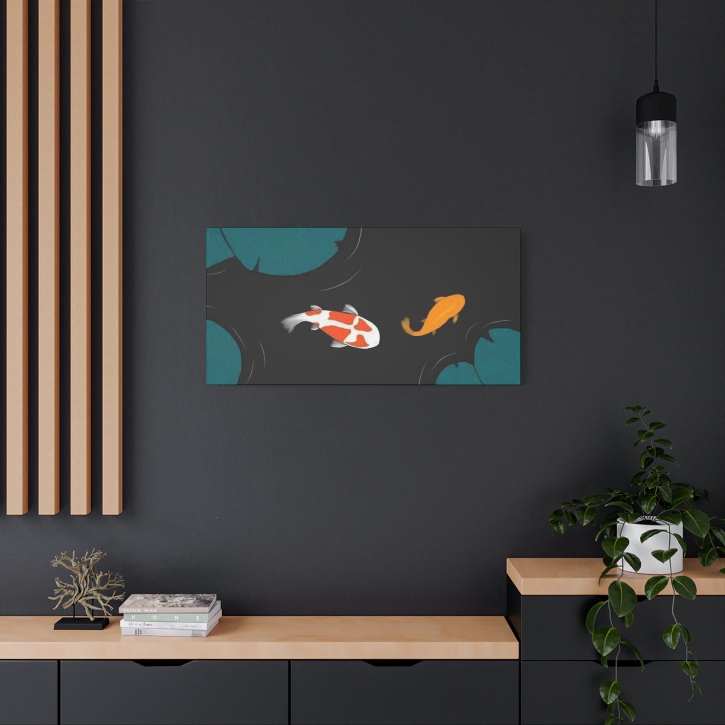 Artistic Koi Fish Canvas Wall Decor - Stretched Matte 1.25"