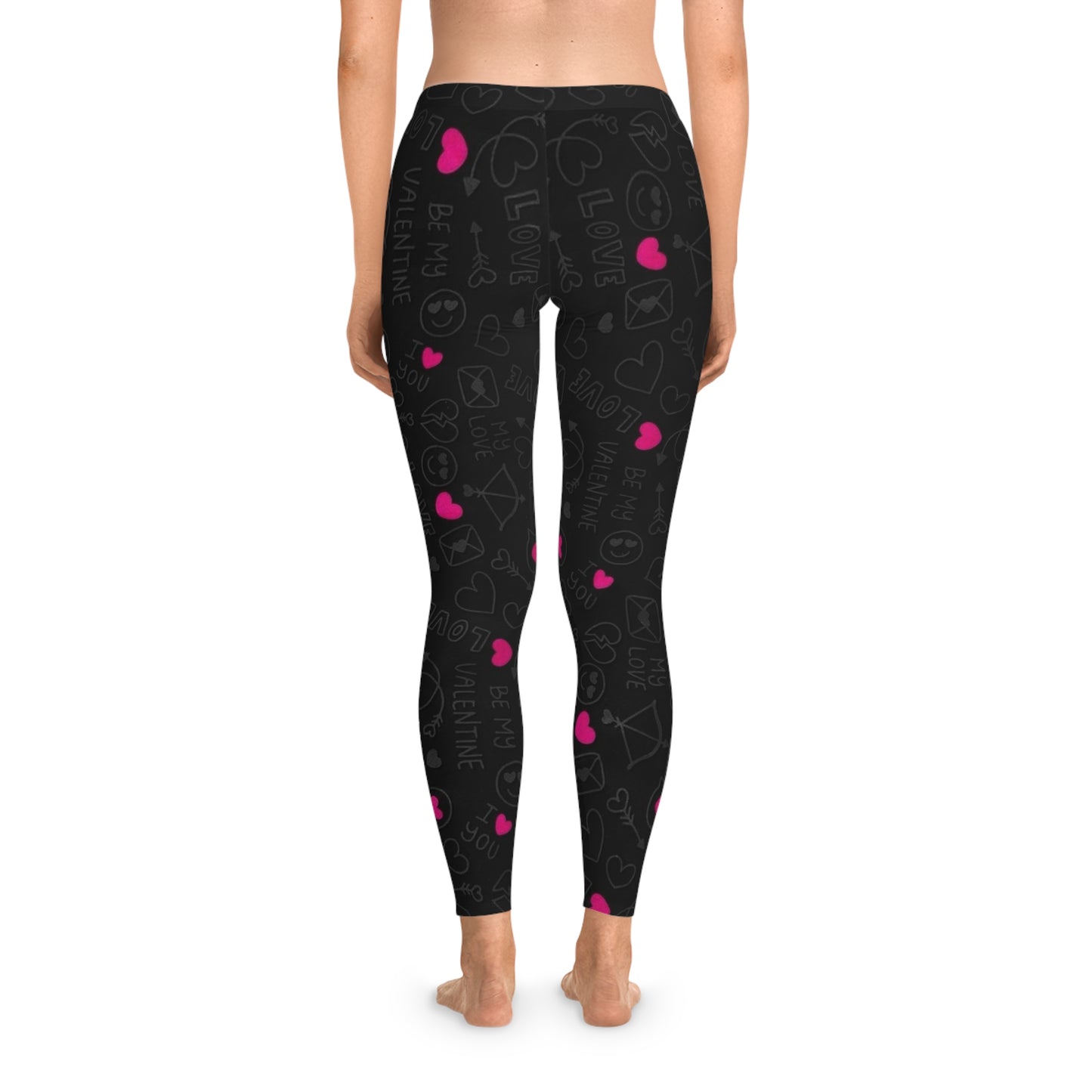 Valentine's Day Stretchy Leggings - Cute Love Print for Comfort & Style