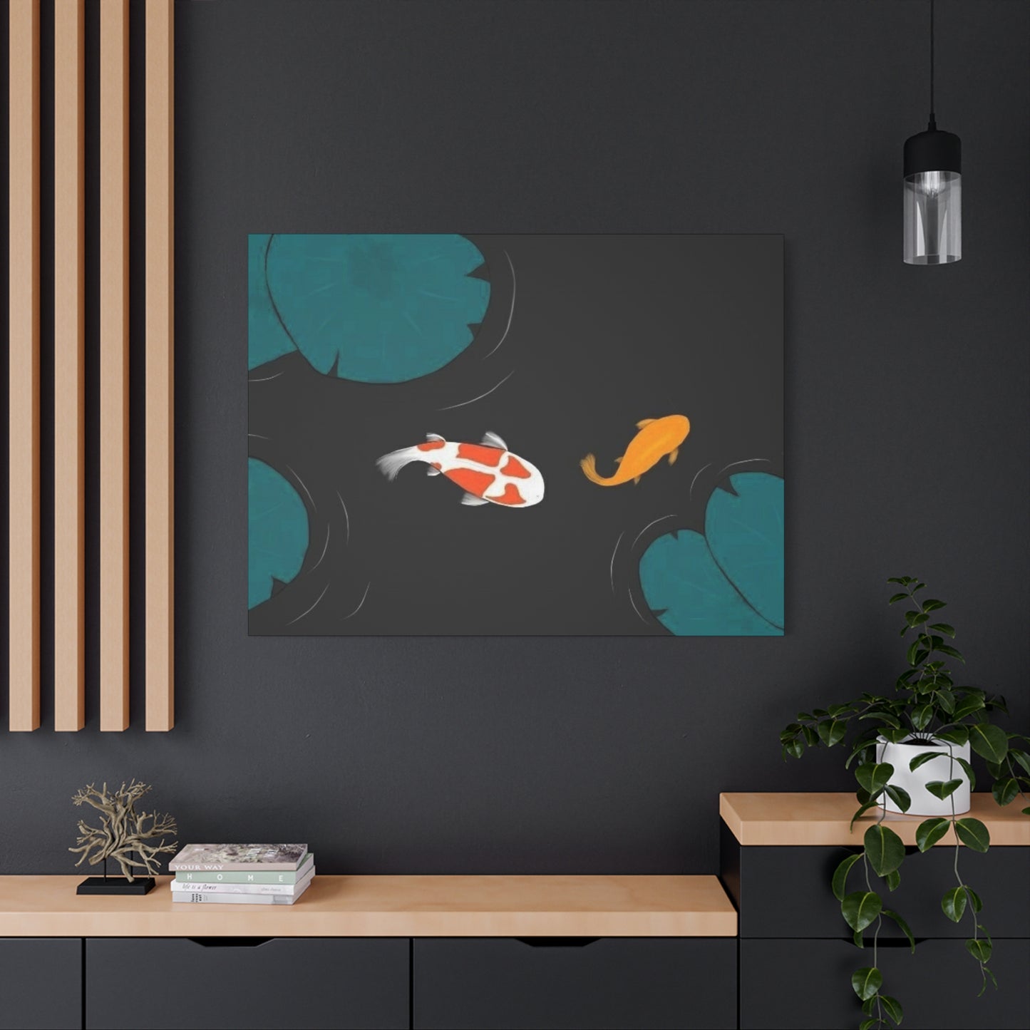 Artistic Koi Fish Canvas Wall Decor - Stretched Matte 1.25"