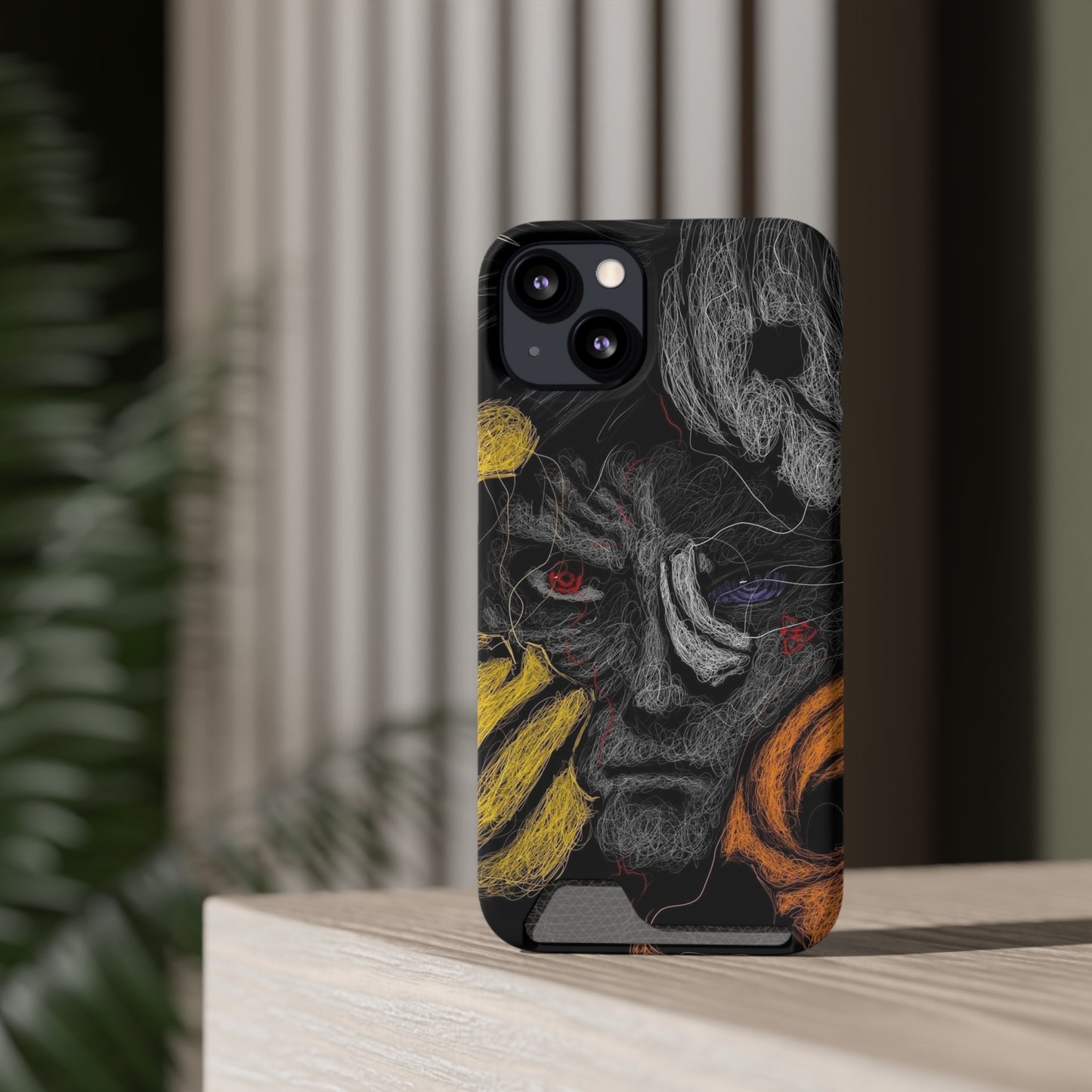 Artistic Phone Case with Card Holder - Unique Design for Creatives