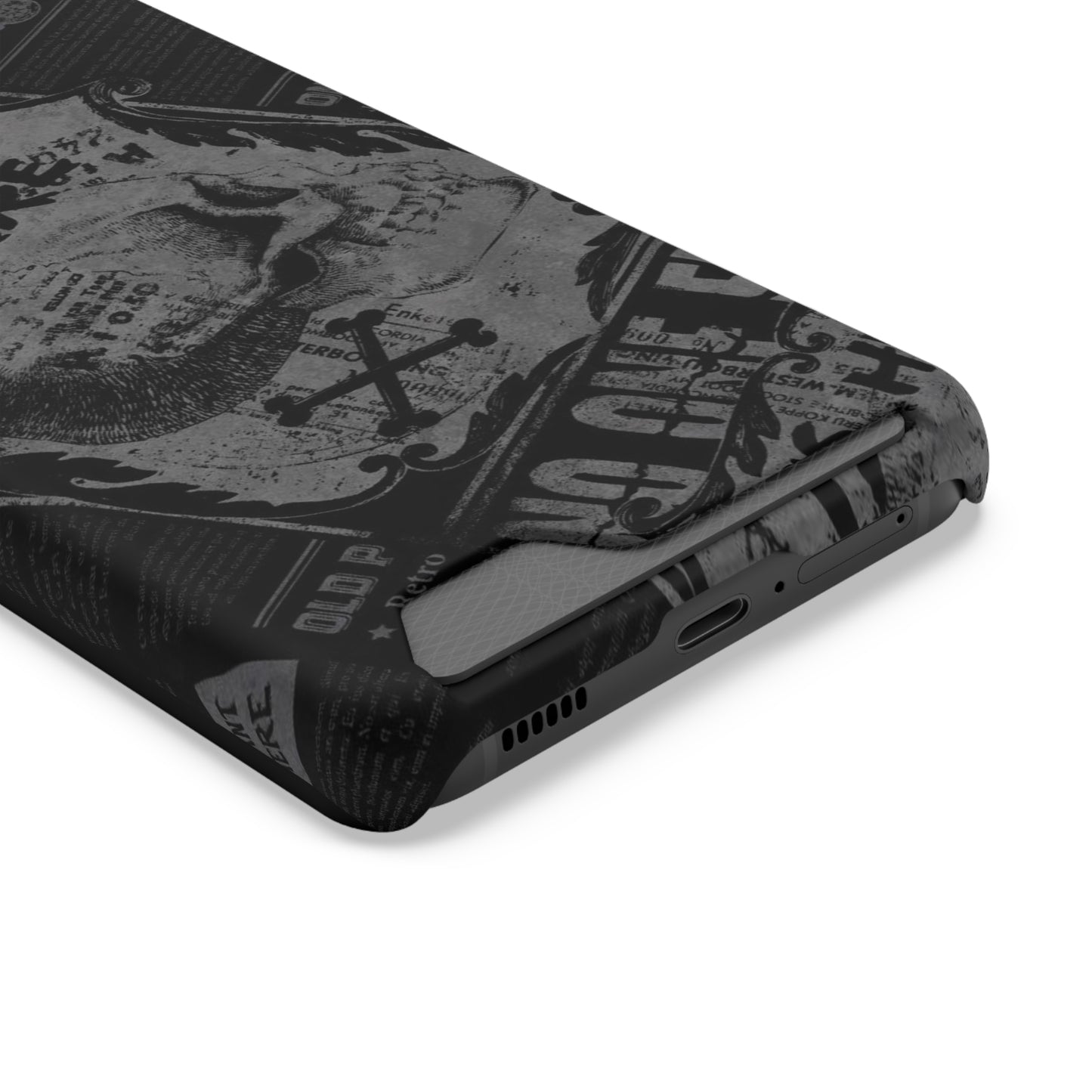 Edgy Skull Phone Case with Card Holder - Stylish Black Design for Trendsetters