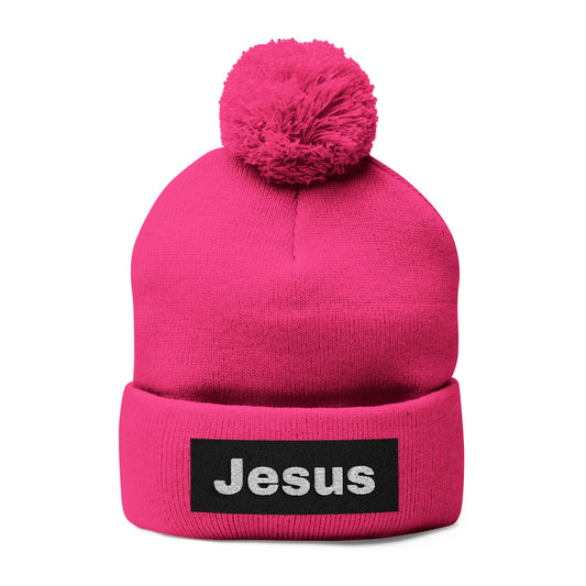 Jesus Pom-Pom Knit Cap - Cozy Winter Beanie for Faith and Style