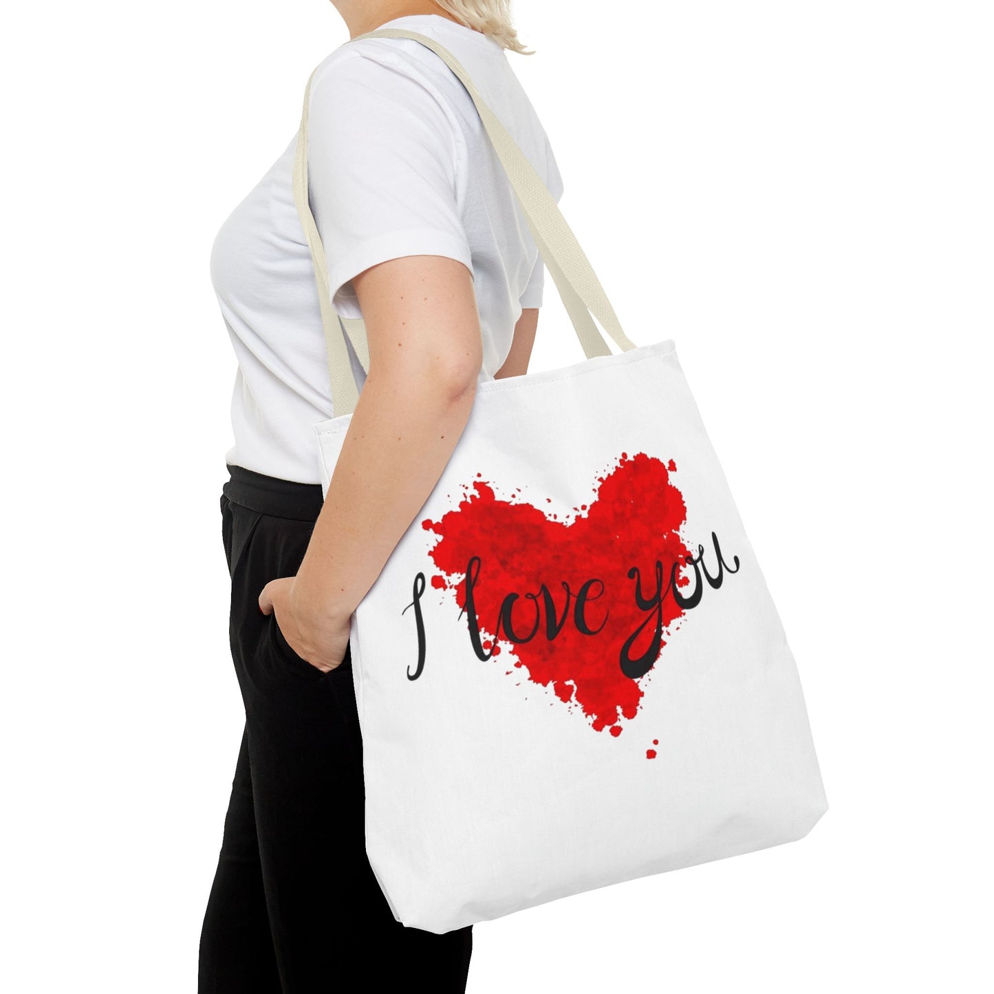 Romantic Heart Tote Bag - 'I Love You' Design