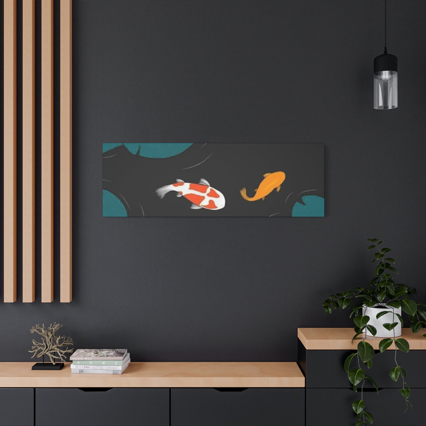 Artistic Koi Fish Canvas Wall Decor - Stretched Matte 1.25"