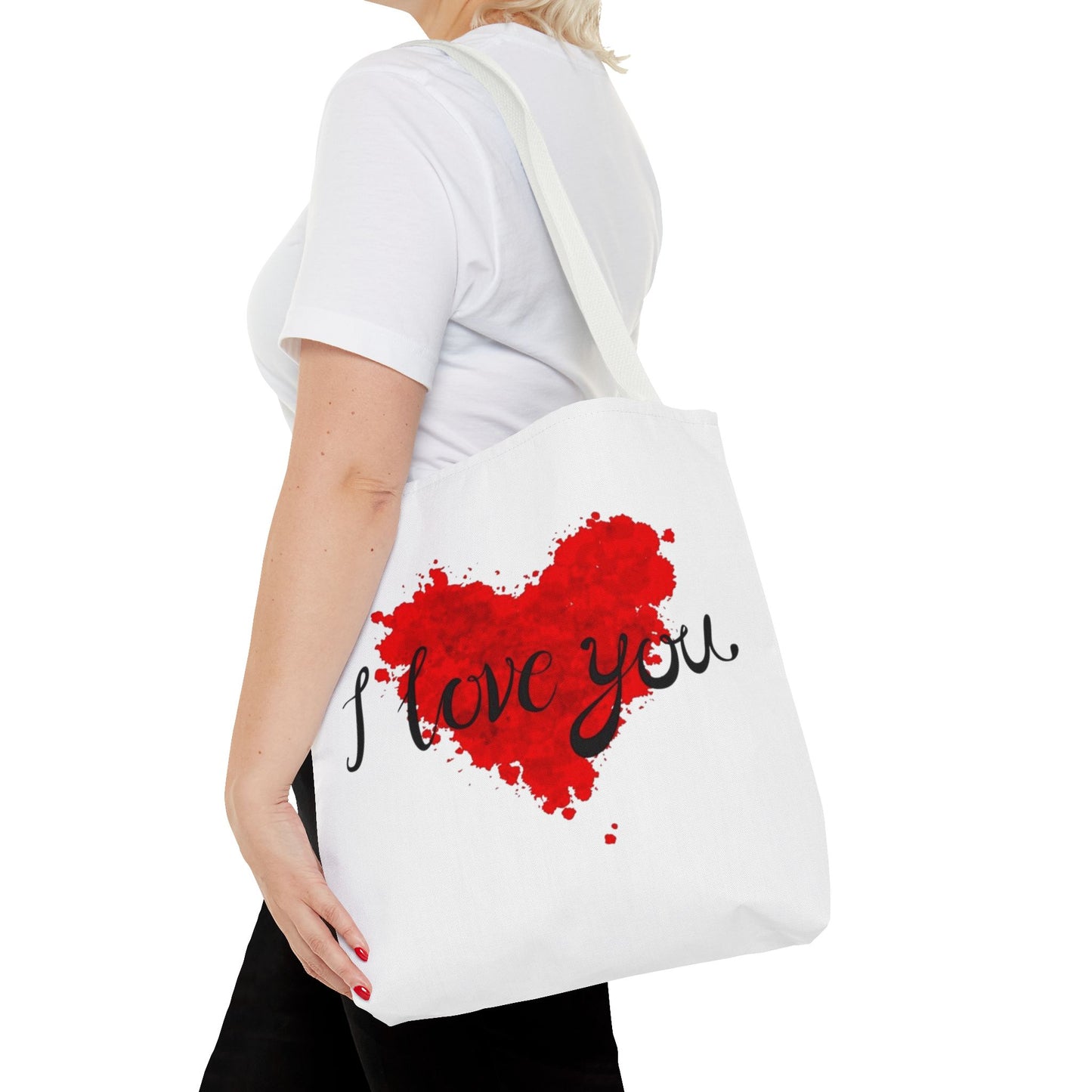 Romantic Heart Tote Bag - 'I Love You' Design