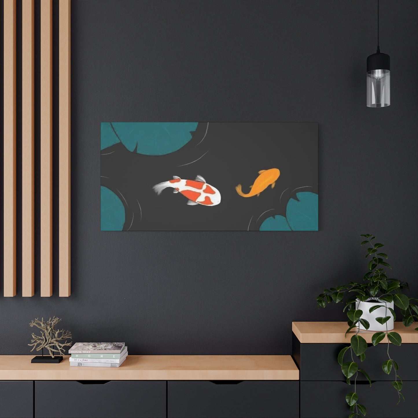 Artistic Koi Fish Canvas Wall Decor - Stretched Matte 1.25"