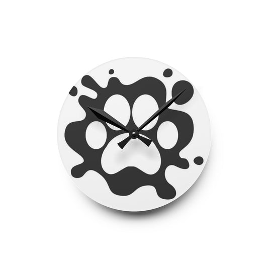 Paw Print Acrylic Wall Clock - Modern Pet Decor