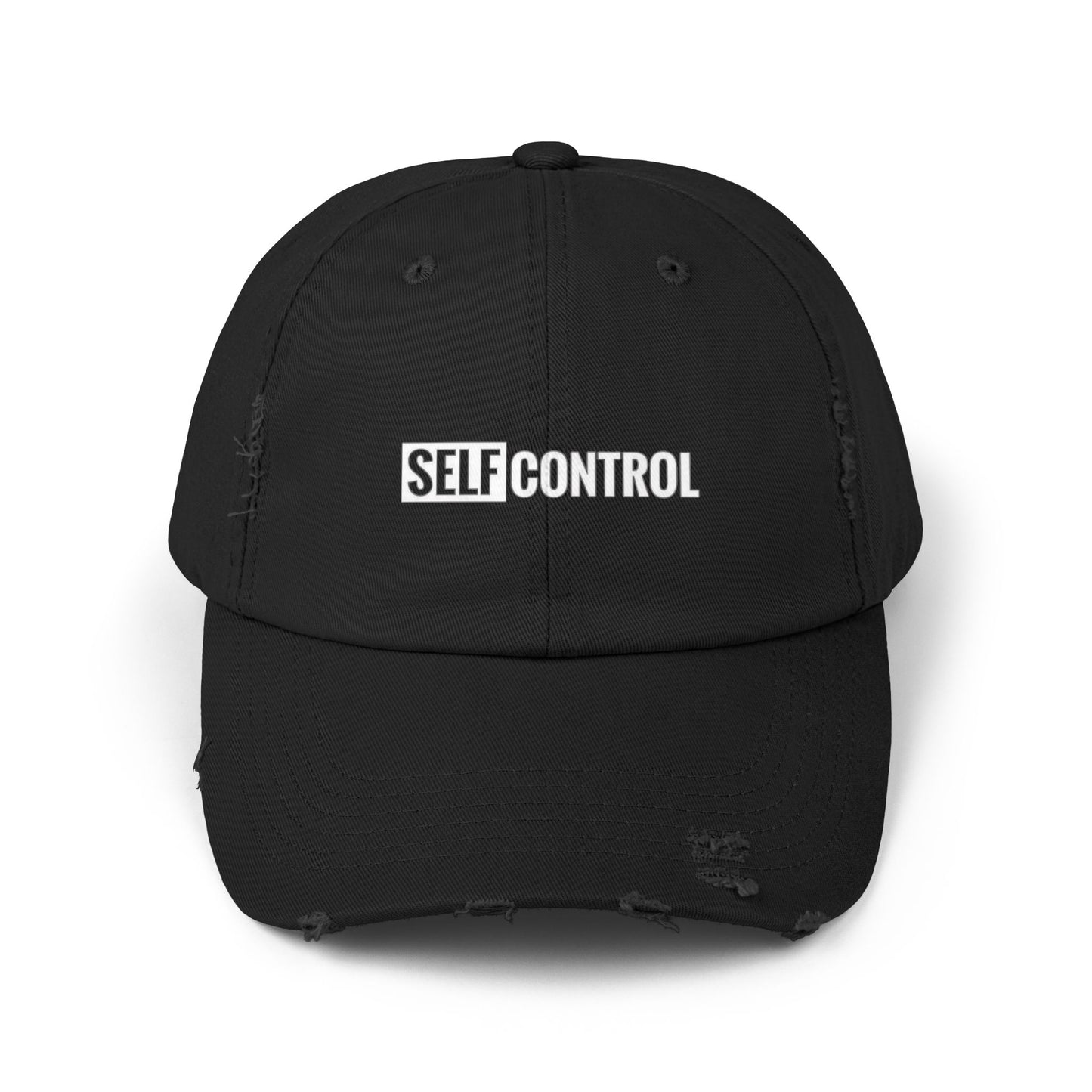 Unisex Distressed Cap - 'SELF CONTROL' Casual Hat for Everyday Style