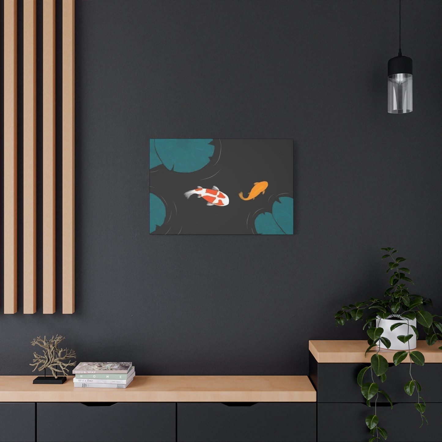 Artistic Koi Fish Canvas Wall Decor - Stretched Matte 1.25"