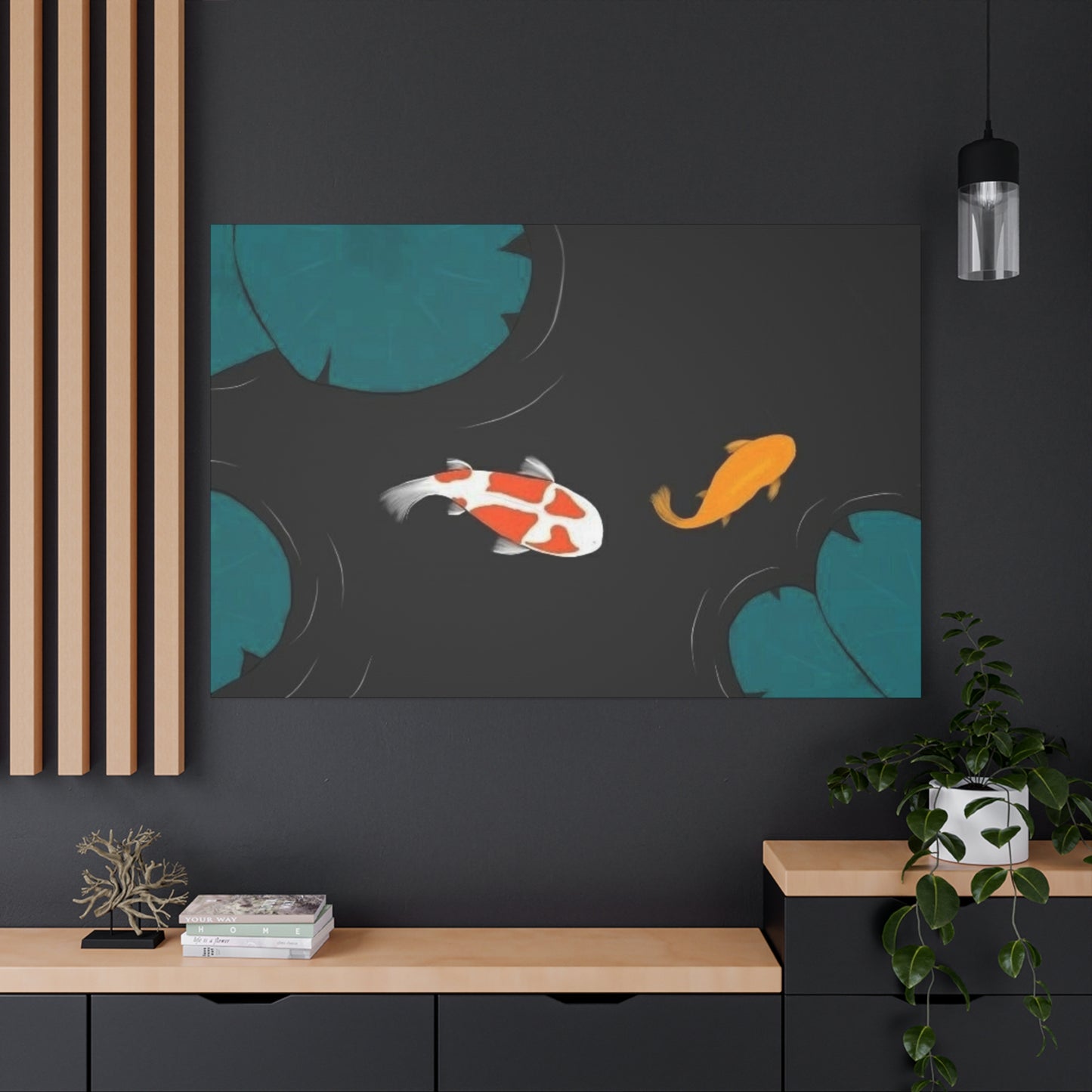 Artistic Koi Fish Canvas Wall Decor - Stretched Matte 1.25"