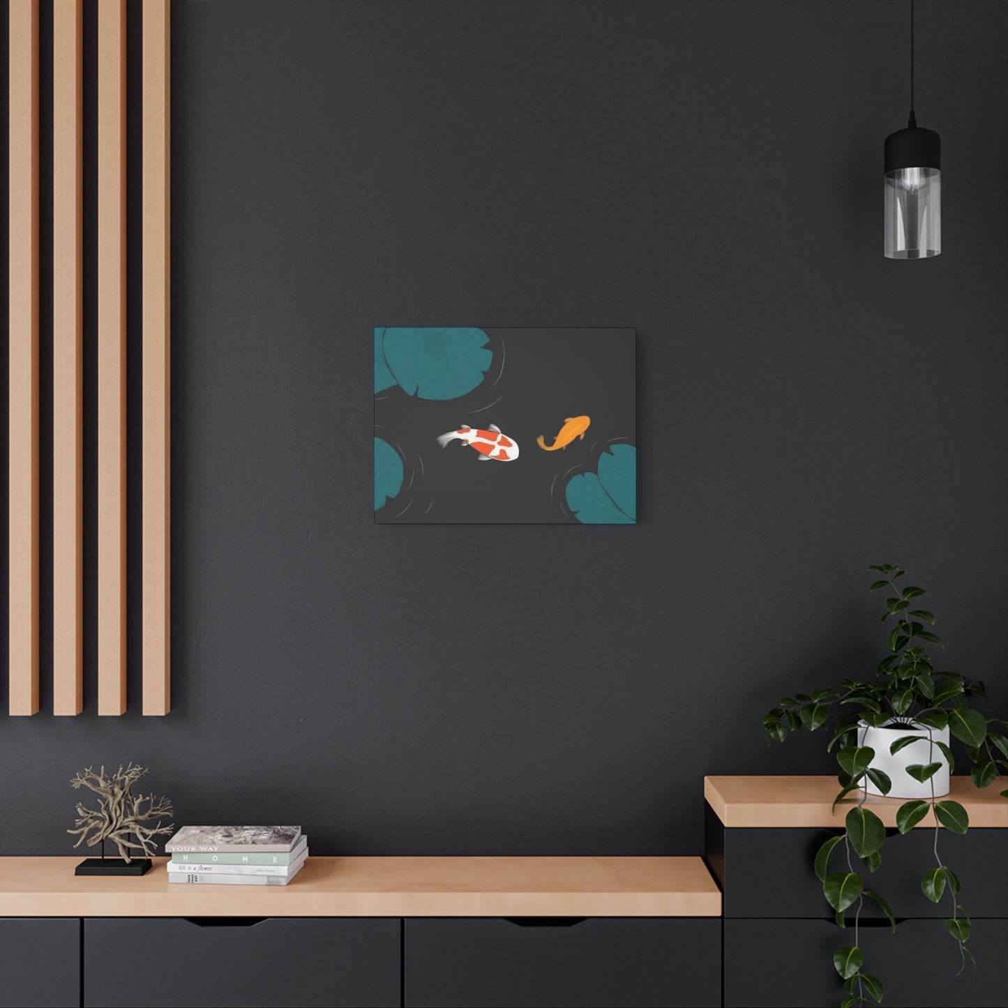 Artistic Koi Fish Canvas Wall Decor - Stretched Matte 1.25"