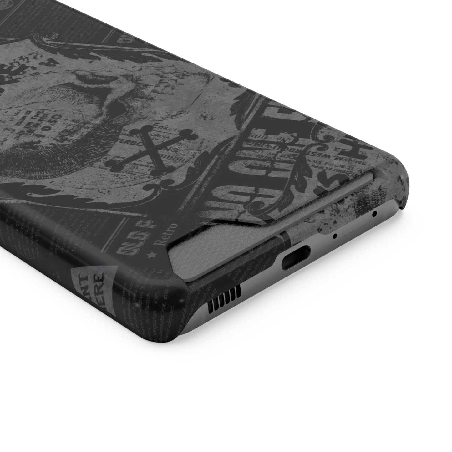 Edgy Skull Phone Case with Card Holder - Stylish Black Design for Trendsetters