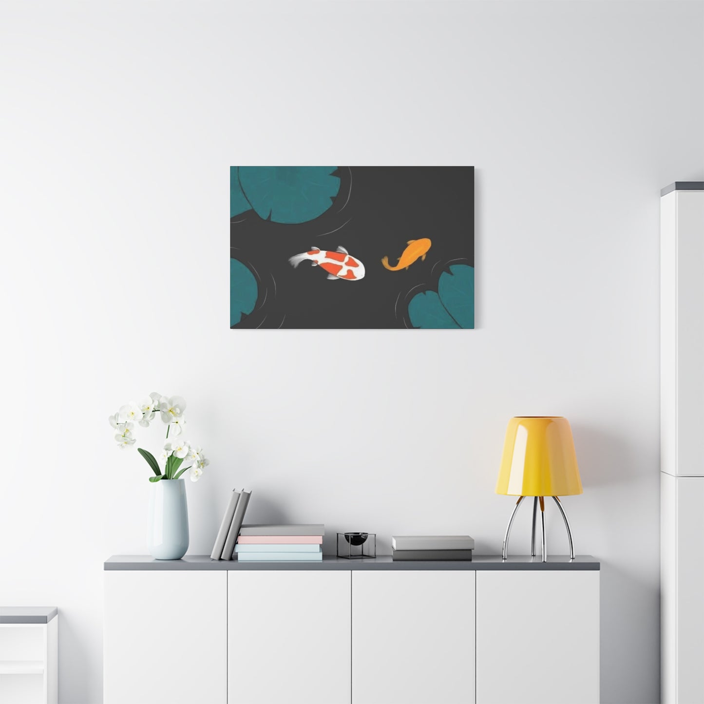 Artistic Koi Fish Canvas Wall Decor - Stretched Matte 1.25"