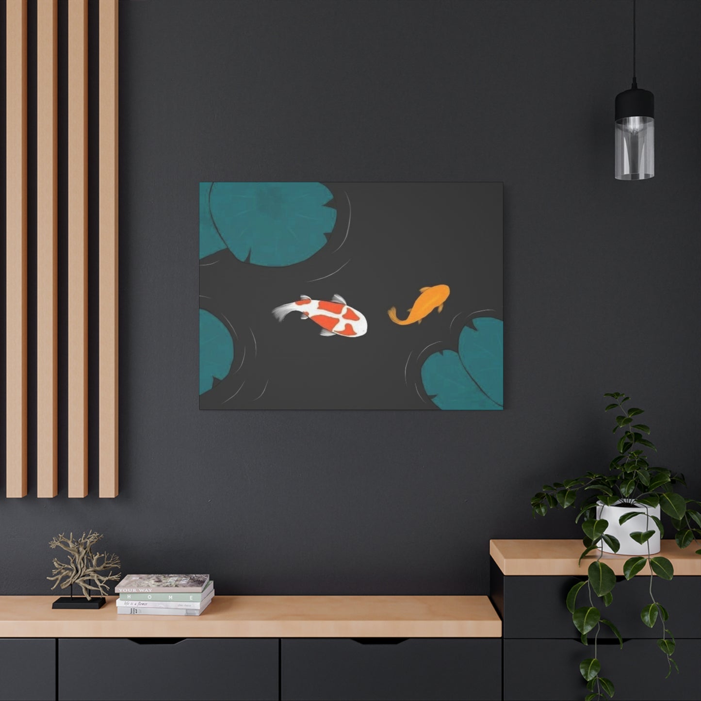 Artistic Koi Fish Canvas Wall Decor - Stretched Matte 1.25"