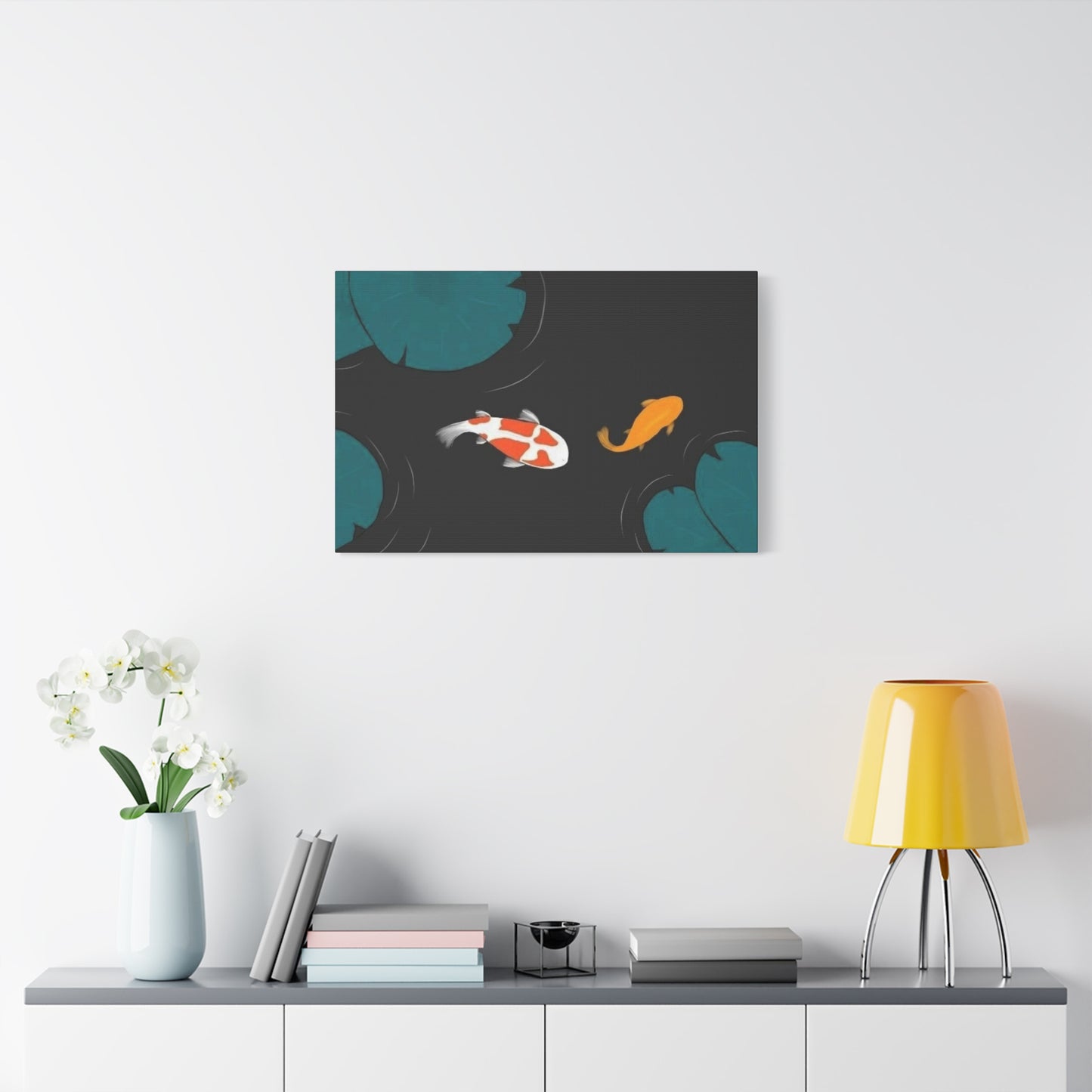 Artistic Koi Fish Canvas Wall Decor - Stretched Matte 1.25"