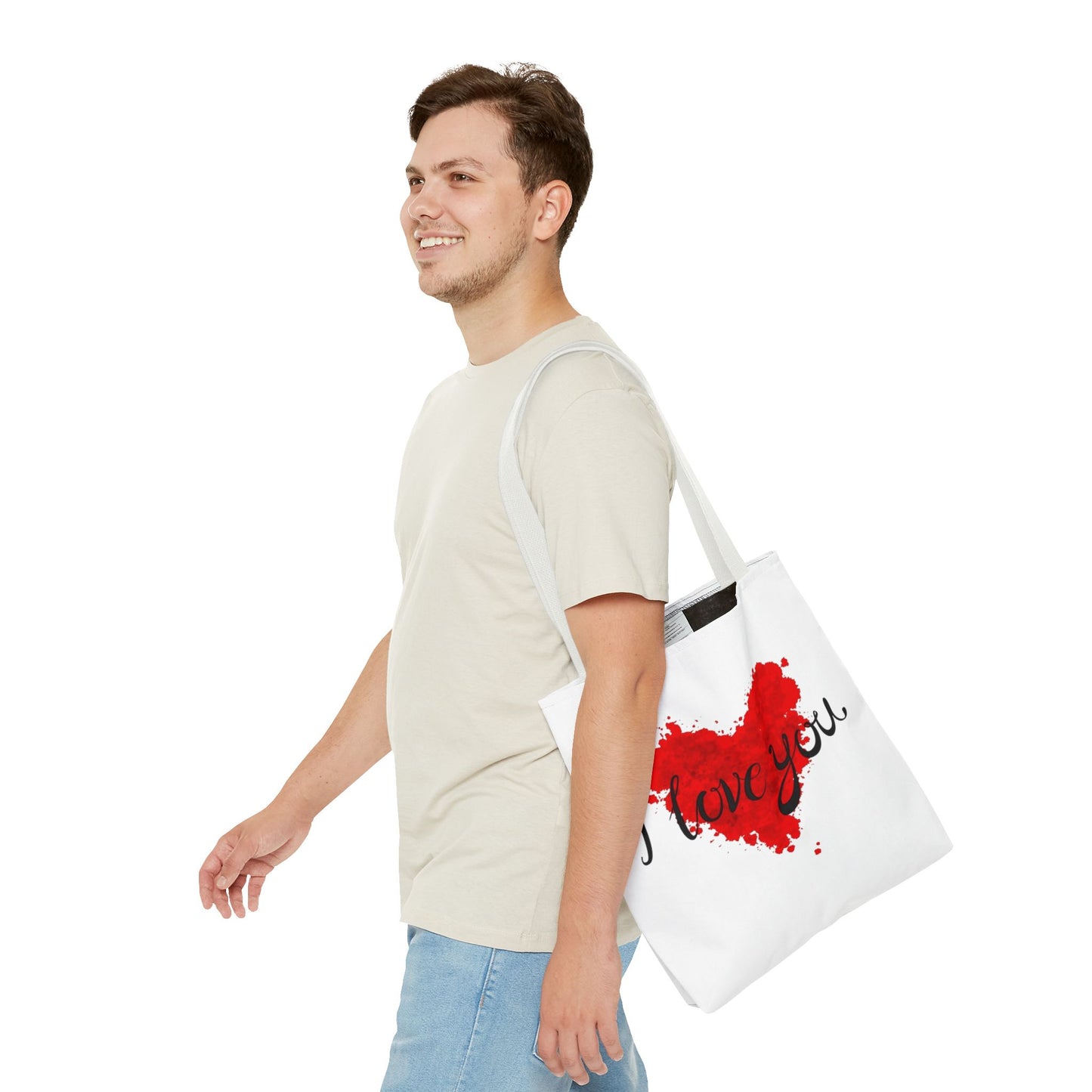 Romantic Heart Tote Bag - 'I Love You' Design