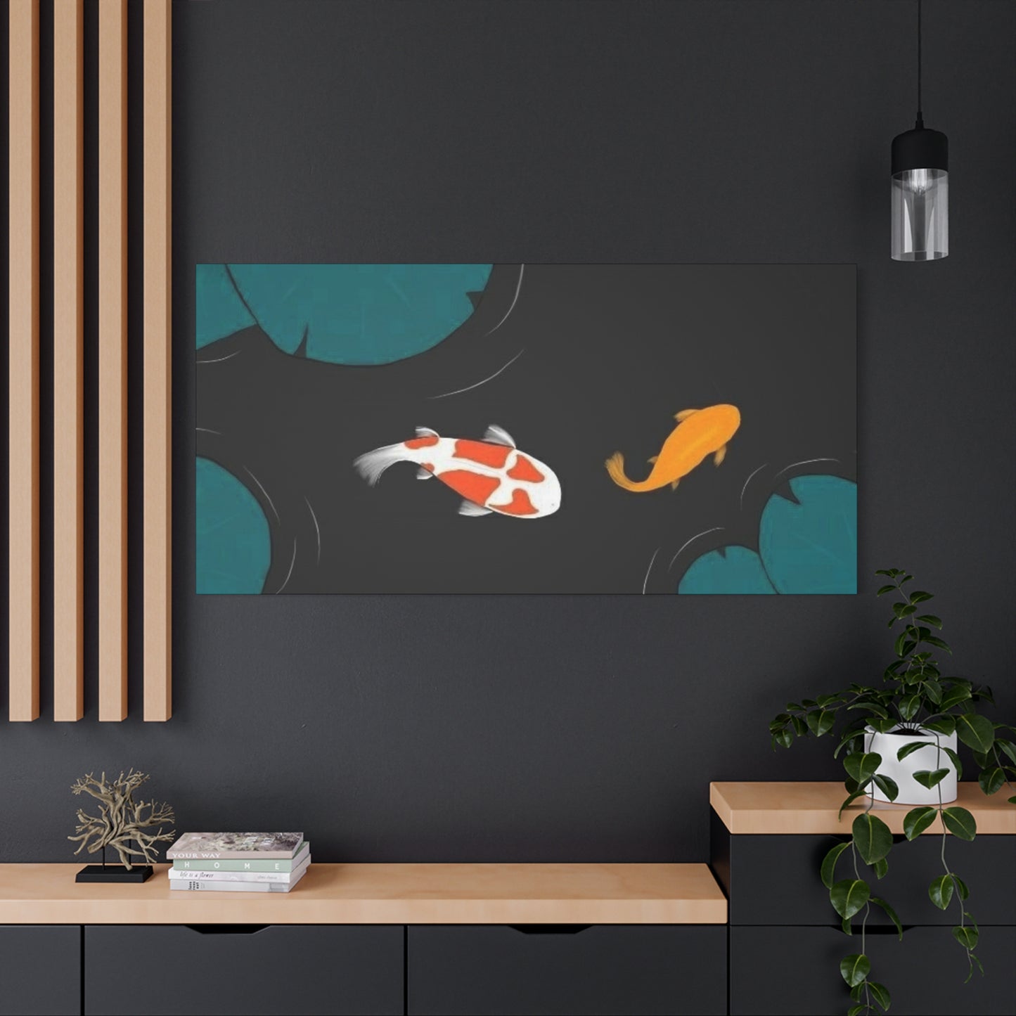 Artistic Koi Fish Canvas Wall Decor - Stretched Matte 1.25"