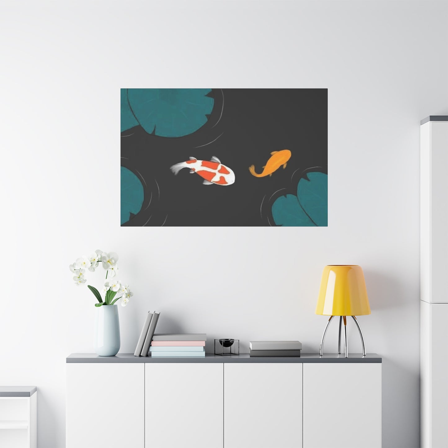 Artistic Koi Fish Canvas Wall Decor - Stretched Matte 1.25"