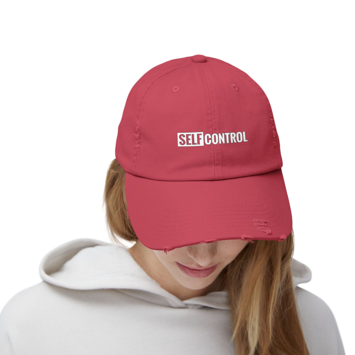 Unisex Distressed Cap - 'SELF CONTROL' Casual Hat for Everyday Style