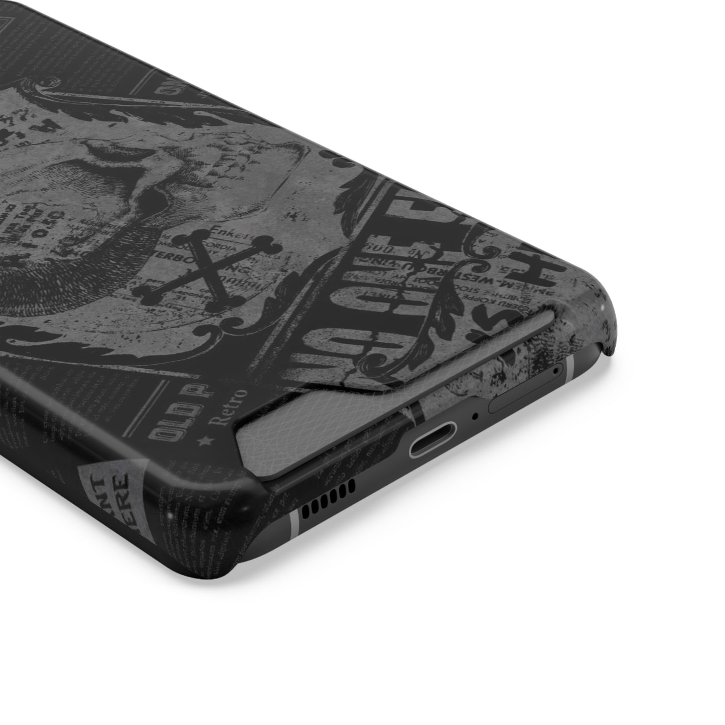 Edgy Skull Phone Case with Card Holder - Stylish Black Design for Trendsetters