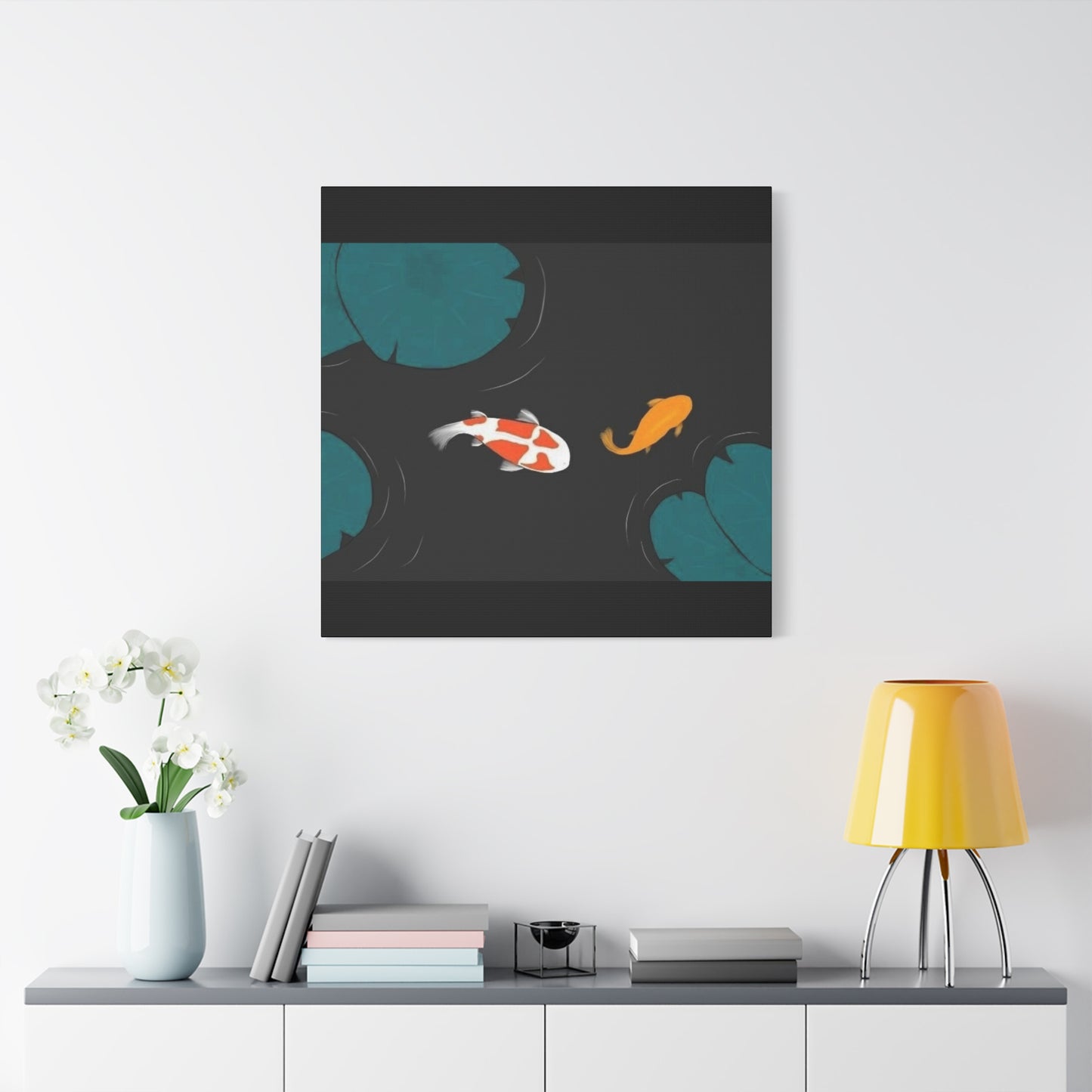 Artistic Koi Fish Canvas Wall Decor - Stretched Matte 1.25"