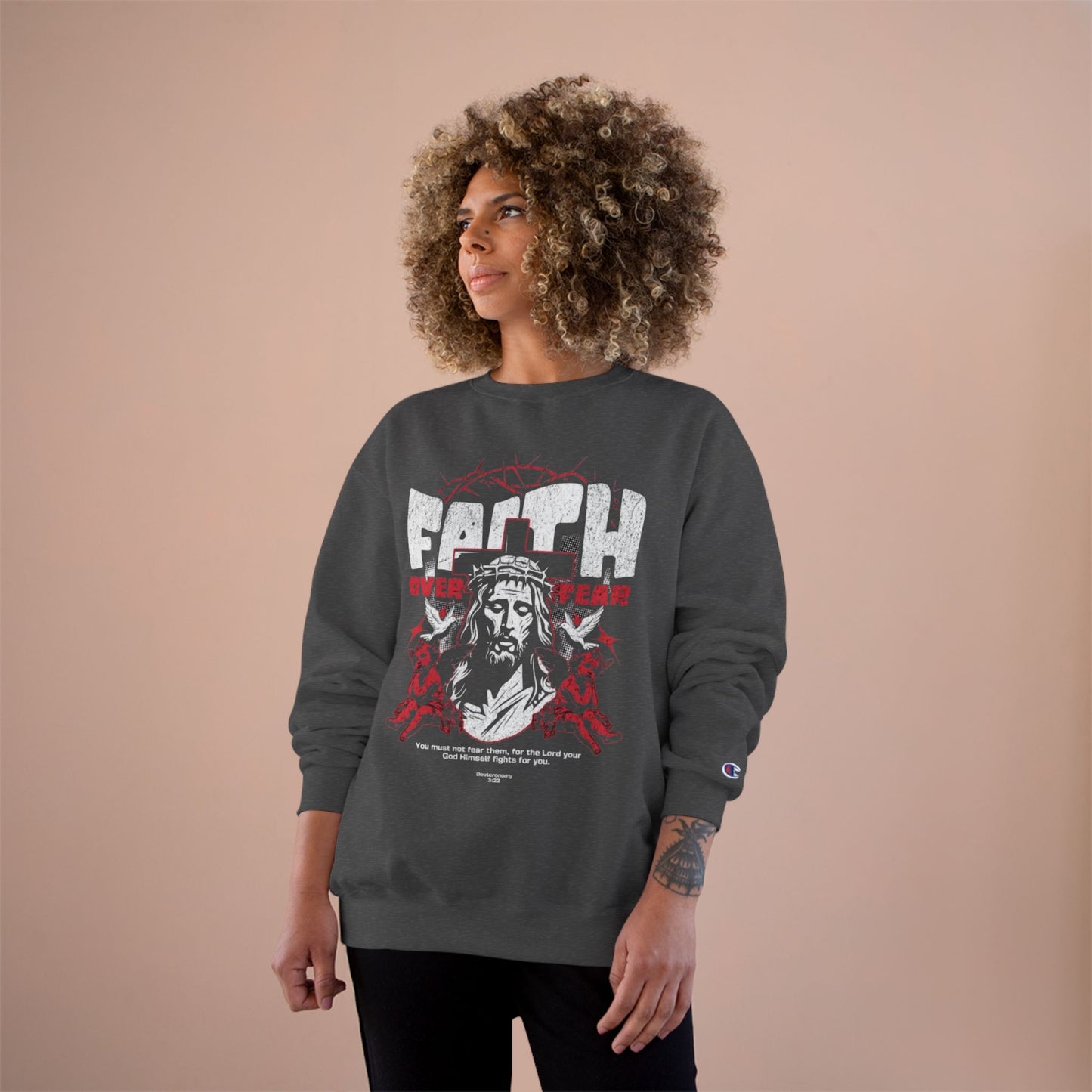 Faith Over Fear Champion Sweatshirt | Inspirational Christian Apparel