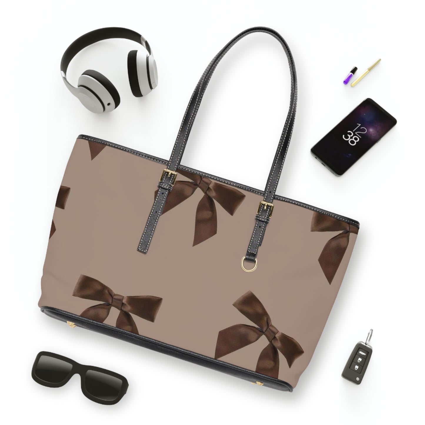 Elegant PU Leather Shoulder Bag with Bow Design