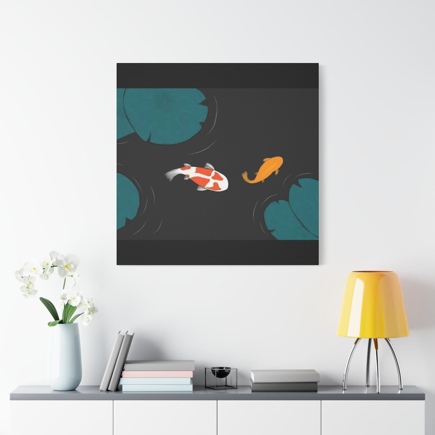 Artistic Koi Fish Canvas Wall Decor - Stretched Matte 1.25"