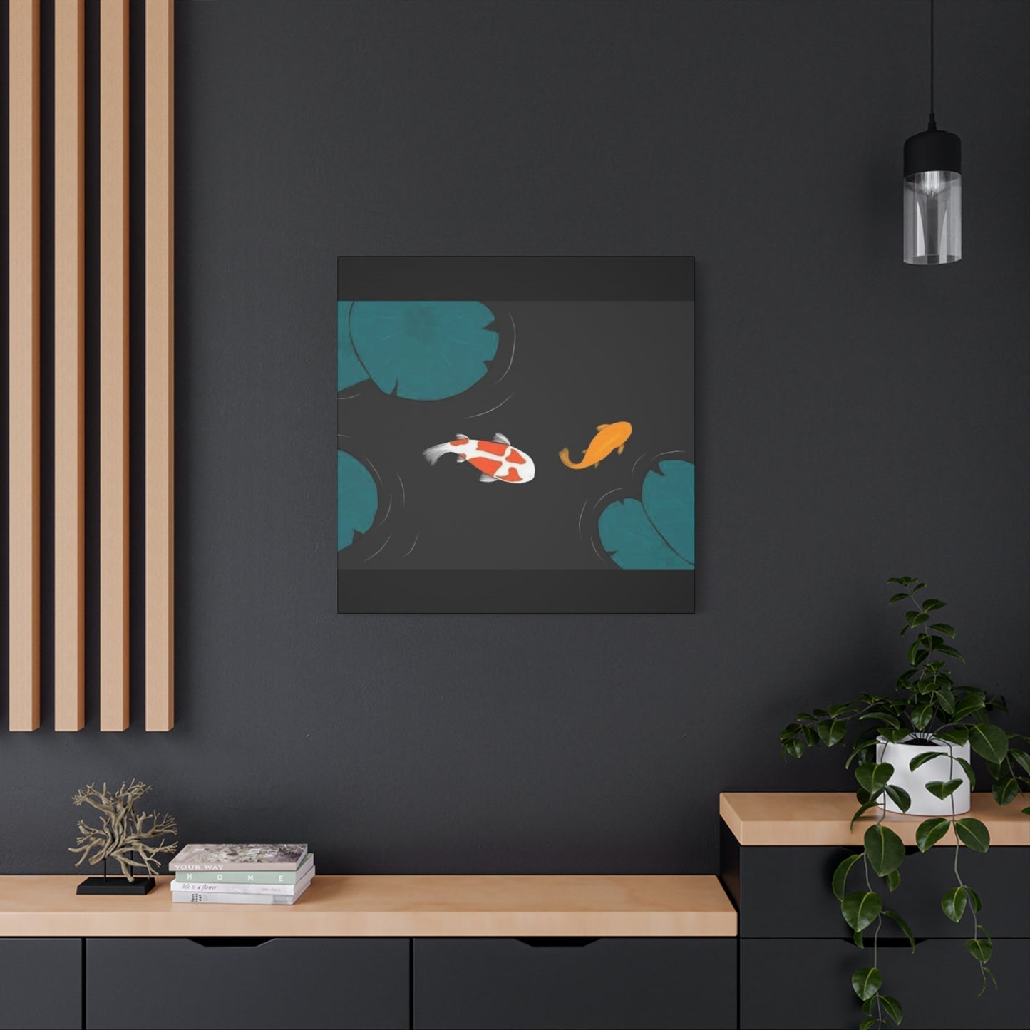 Artistic Koi Fish Canvas Wall Decor - Stretched Matte 1.25"