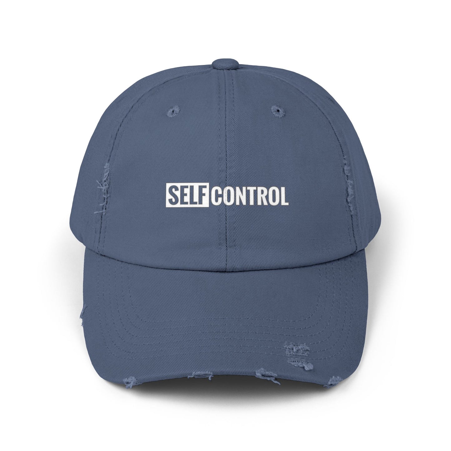 Unisex Distressed Cap - 'SELF CONTROL' Casual Hat for Everyday Style