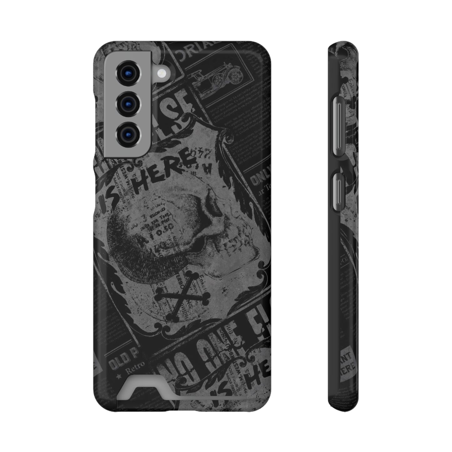 Edgy Skull Phone Case with Card Holder - Stylish Black Design for Trendsetters