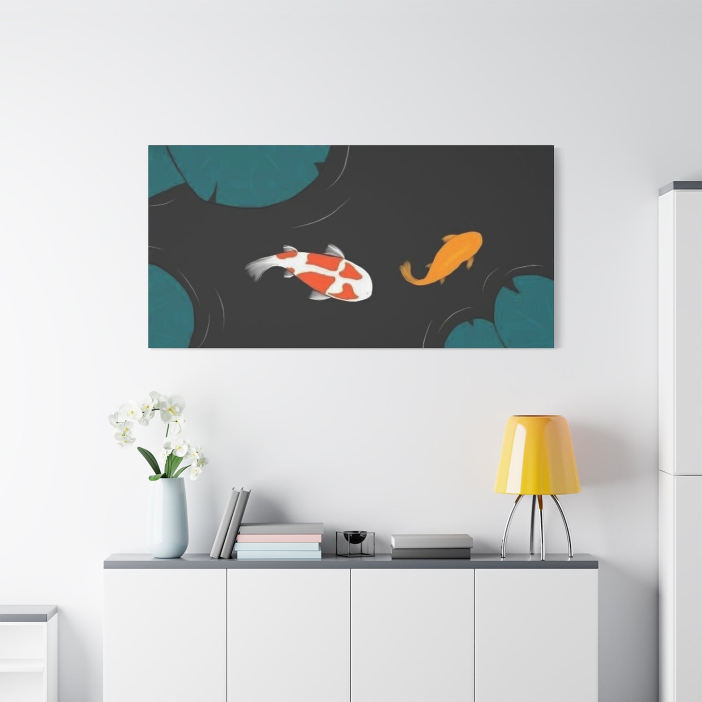 Artistic Koi Fish Canvas Wall Decor - Stretched Matte 1.25"