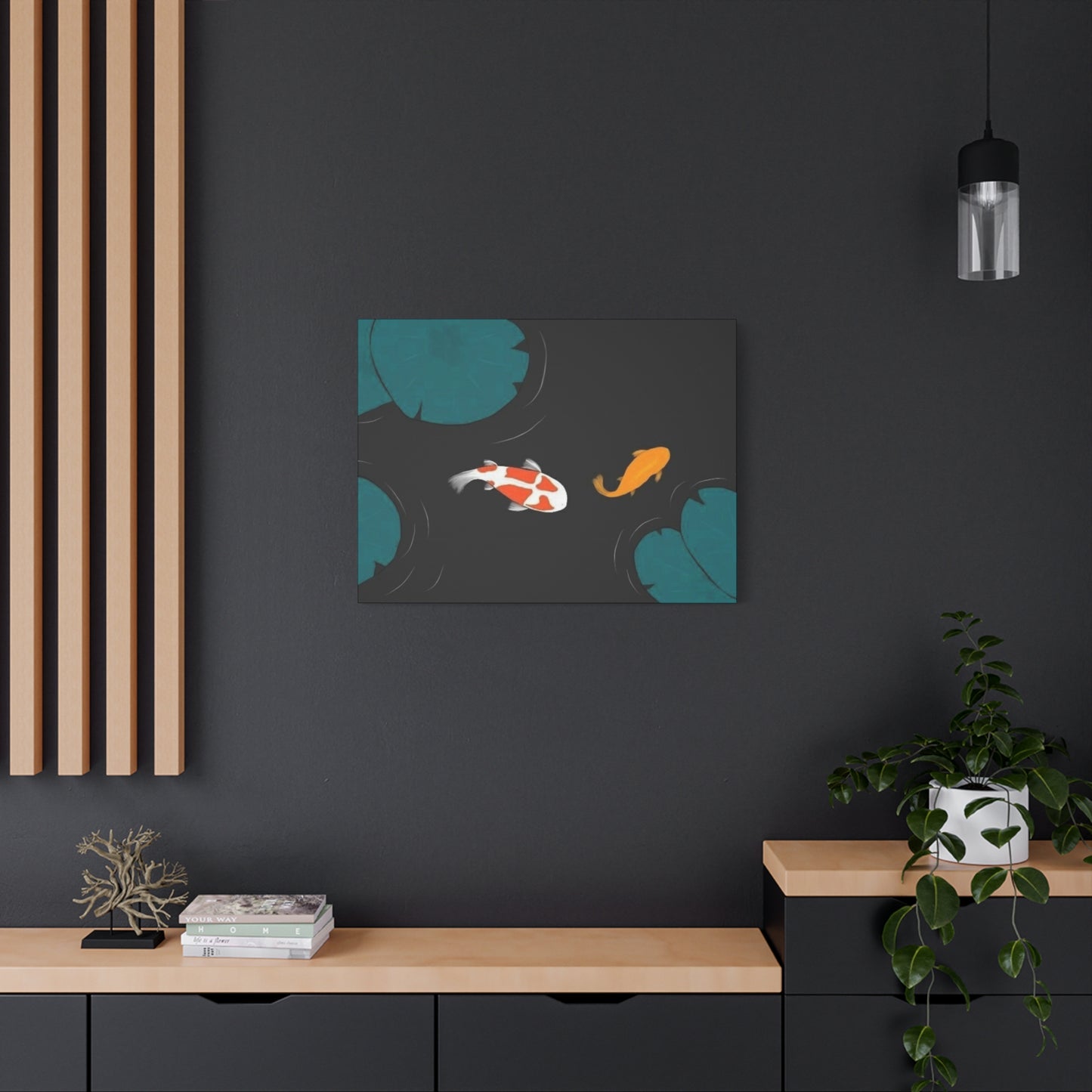 Artistic Koi Fish Canvas Wall Decor - Stretched Matte 1.25"