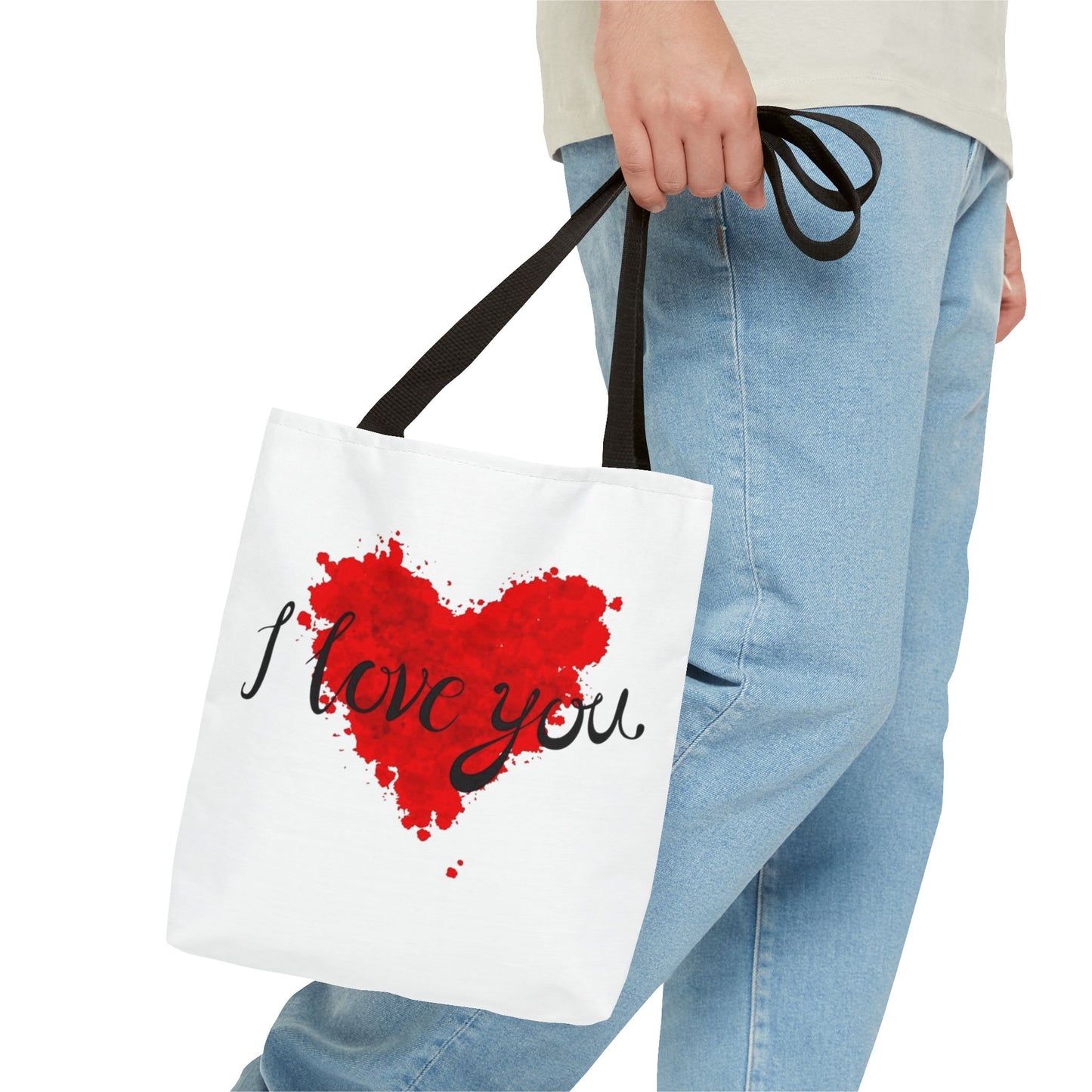 Romantic Heart Tote Bag - 'I Love You' Design