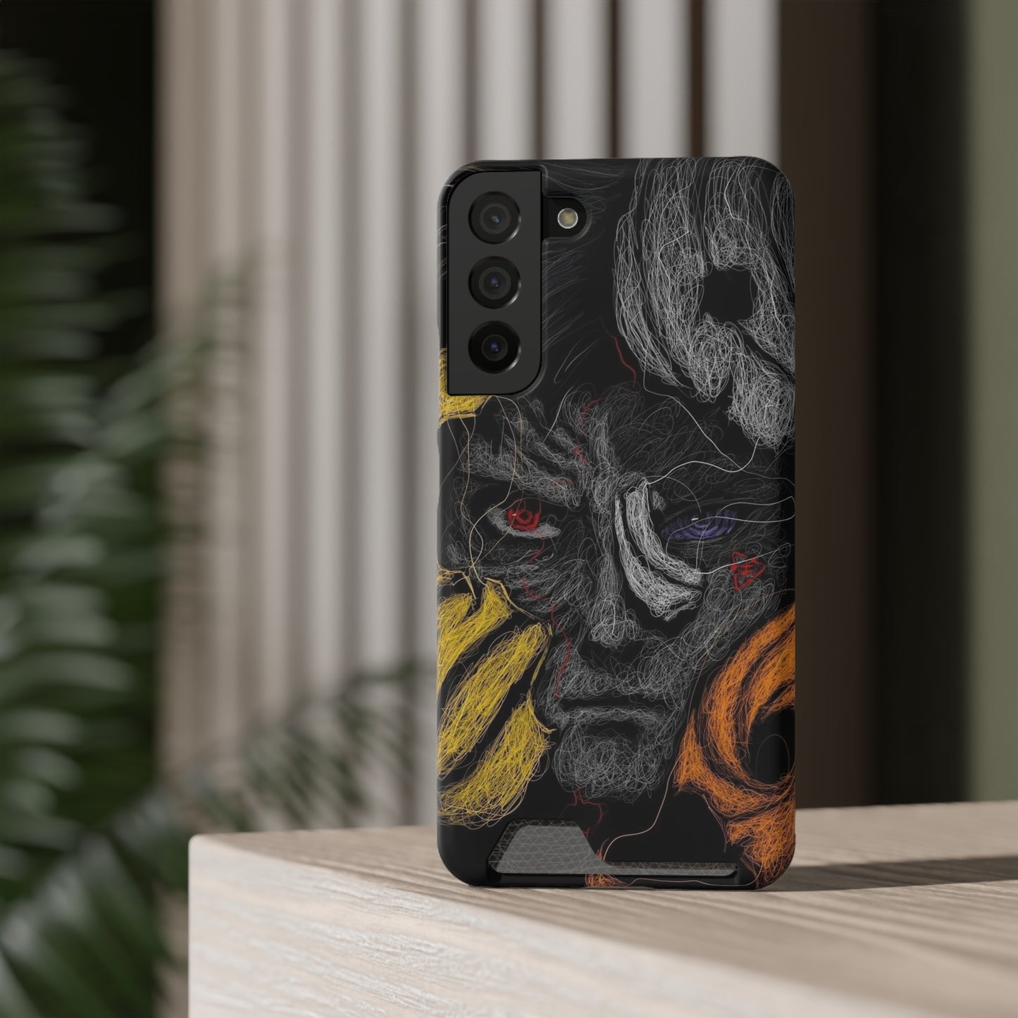 Artistic Phone Case with Card Holder - Unique Design for Creatives